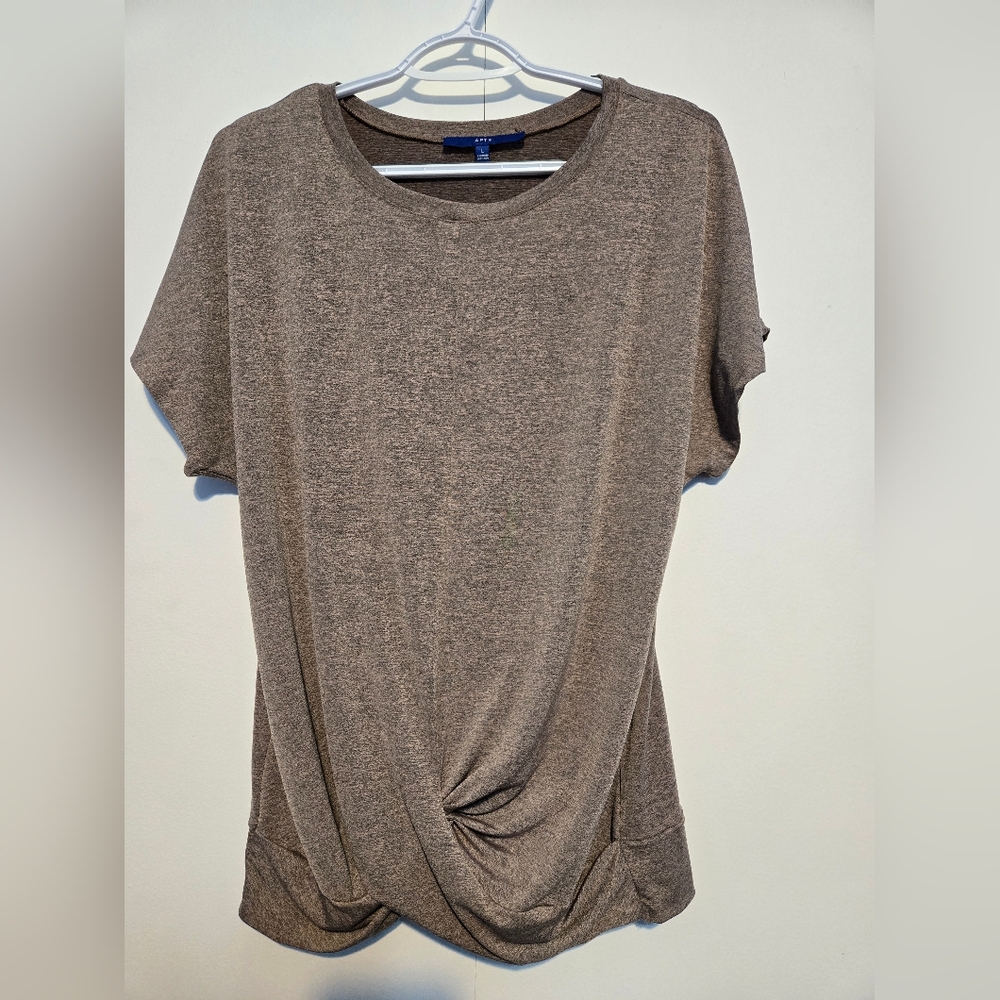 Apt 9 Women's Casual Brown Knot Front Top- Size Large